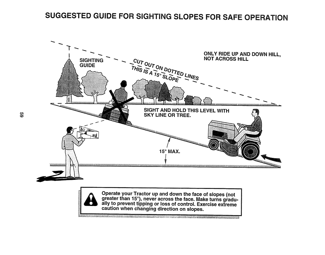 Craftsman 917O251550 Only Ride UP and Down Hill Not Across Hill, Guideth, Sight and Hold this Level with SKY Line or Tree 