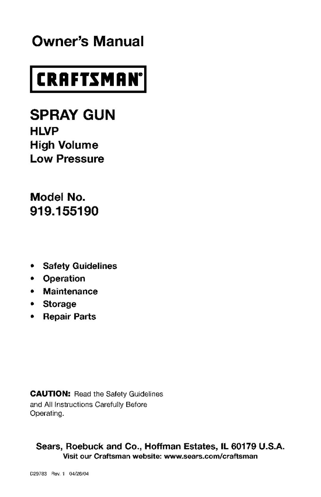 Craftsman 919.15519 owner manual Crrftsmrni 