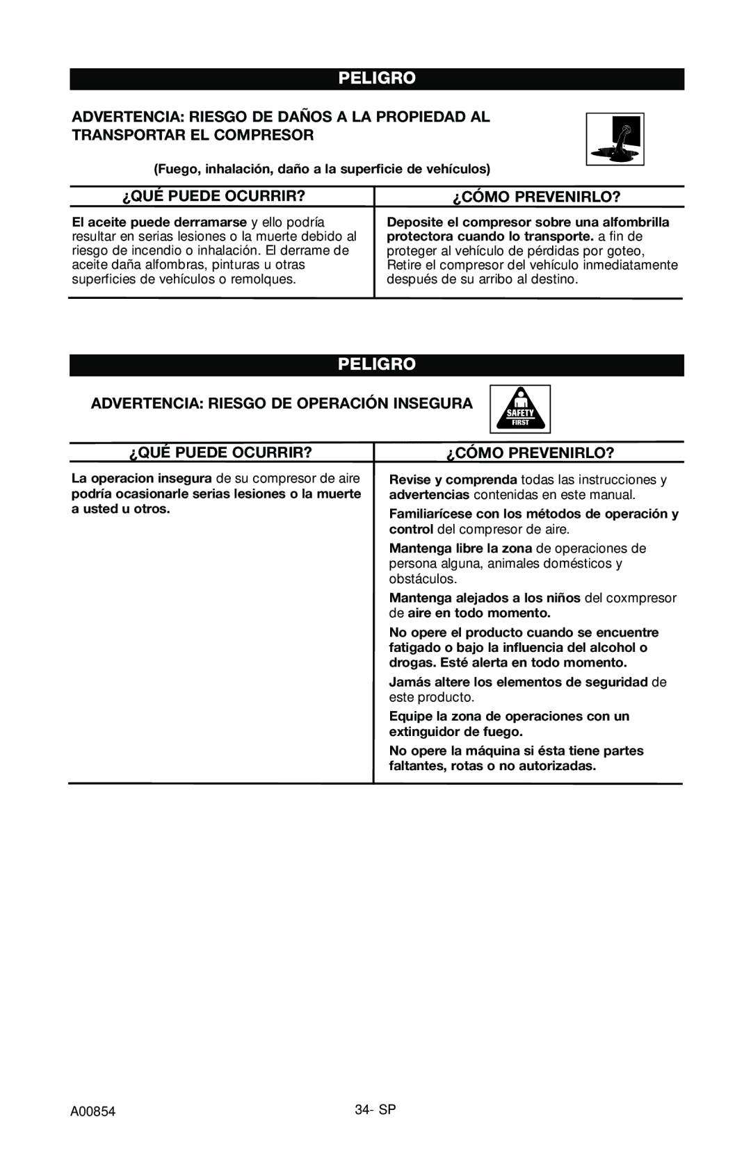 Craftsman 919.16558 owner manual Advertencia Riesgo DE Operación Insegura ¿QUÉ Puede OCURRIR? 