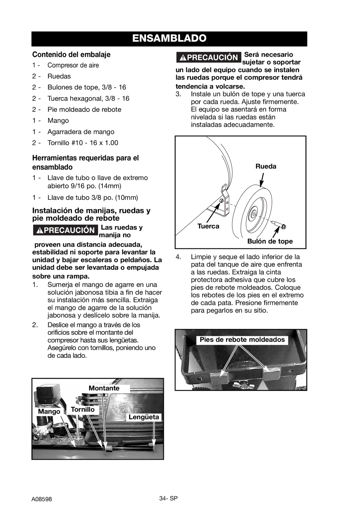 Craftsman 919.167242 owner manual Ensamblado, Contenido del embalaje, Herramientas requeridas para el ensamblado 