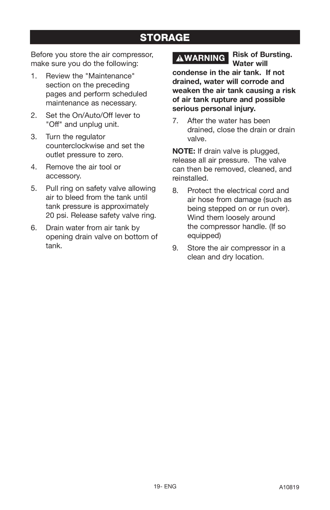 Craftsman 919.16732 owner manual Storage 