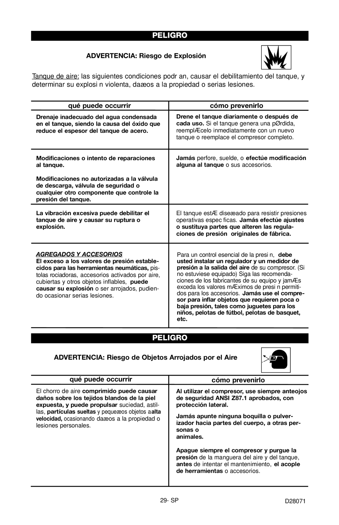 Craftsman 919.167461 owner manual Advertencia Riesgo de Explosión, Qué puede occurrir Cómo prevenirlo 