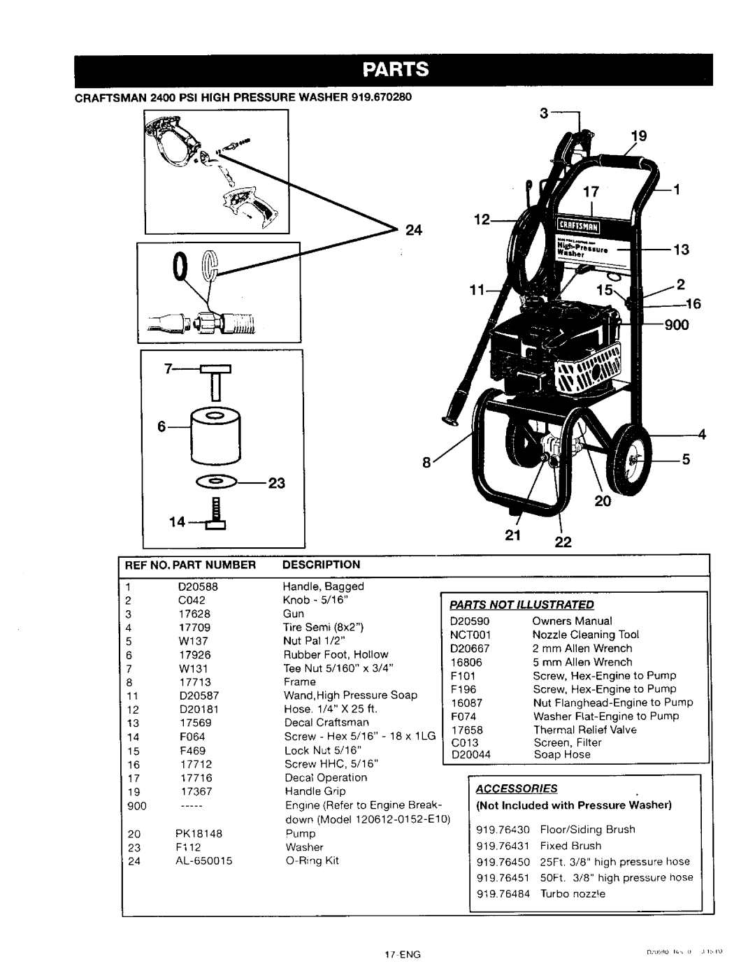 Craftsman 919.67028 owner manual M23, REF NO. Part Number 