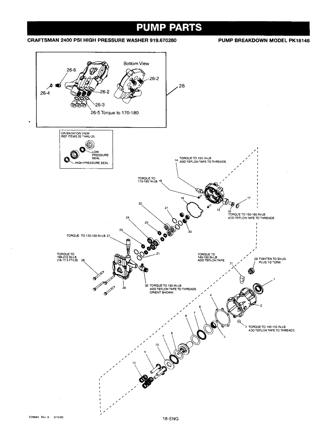 Craftsman 919.67028 owner manual Torque to 