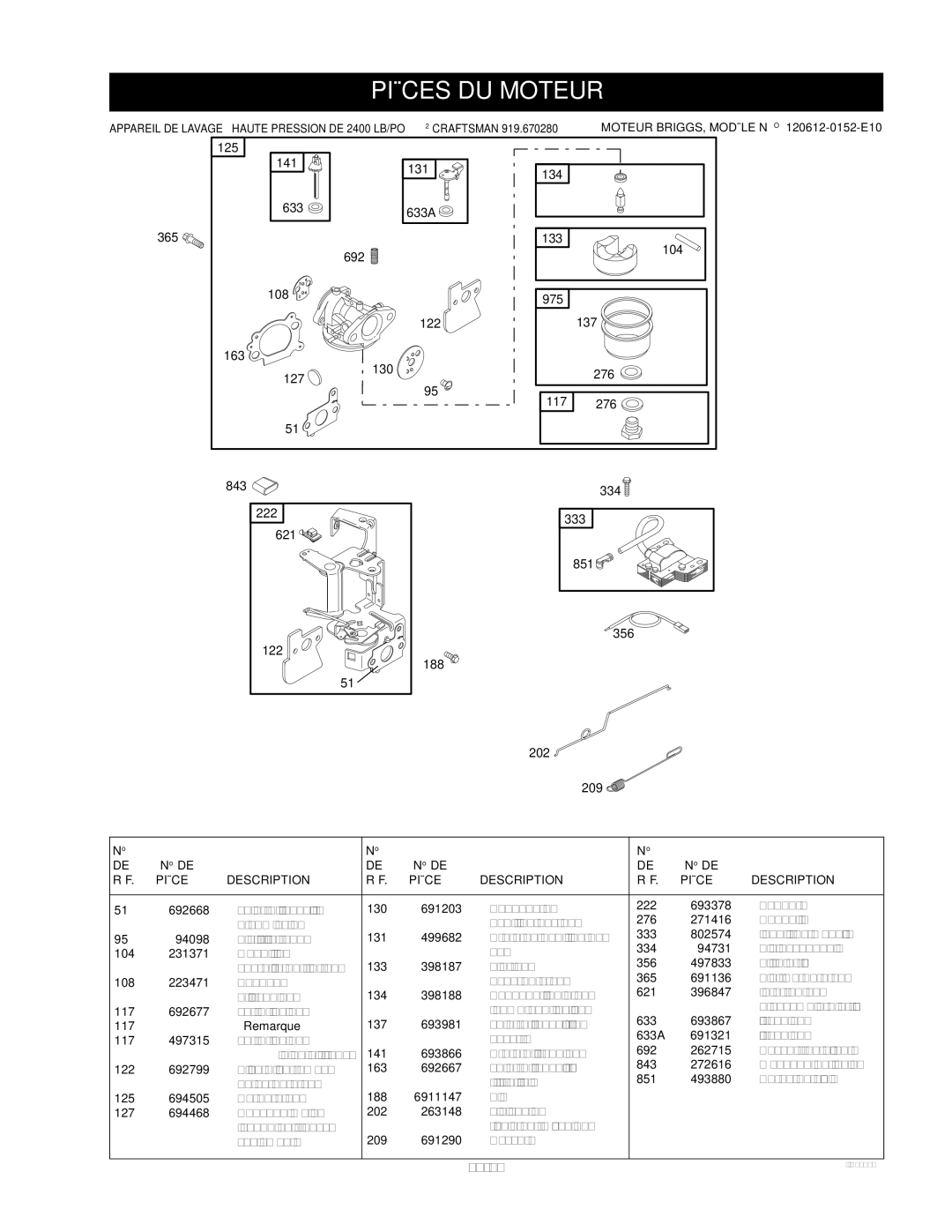 Craftsman D20590, 919.670280 owner manual 23-FR 