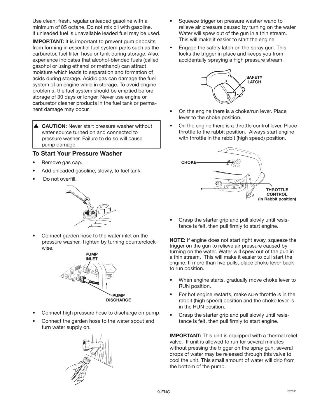 Craftsman D20590, 919.670280 owner manual To Start Your Pressure Washer 