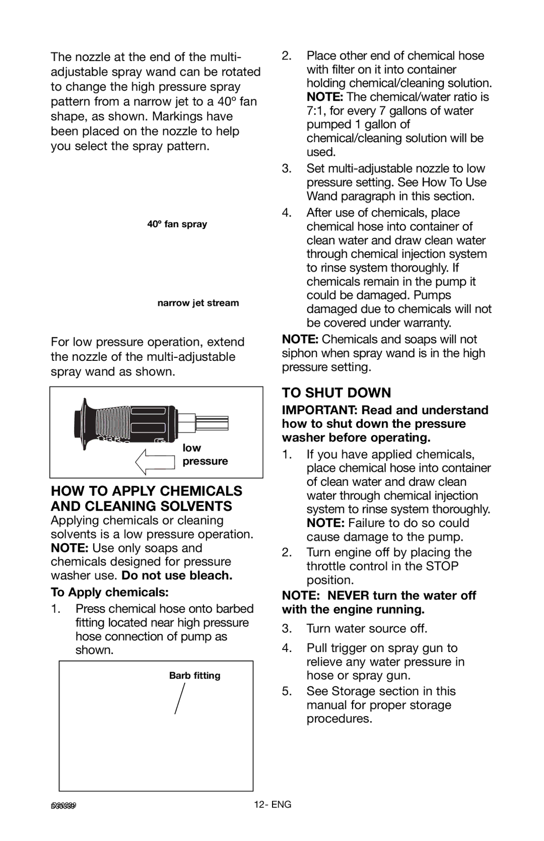 Craftsman 919.672180, D30339 owner manual HOW to Apply Chemicals and Cleaning Solvents, To Apply chemicals 