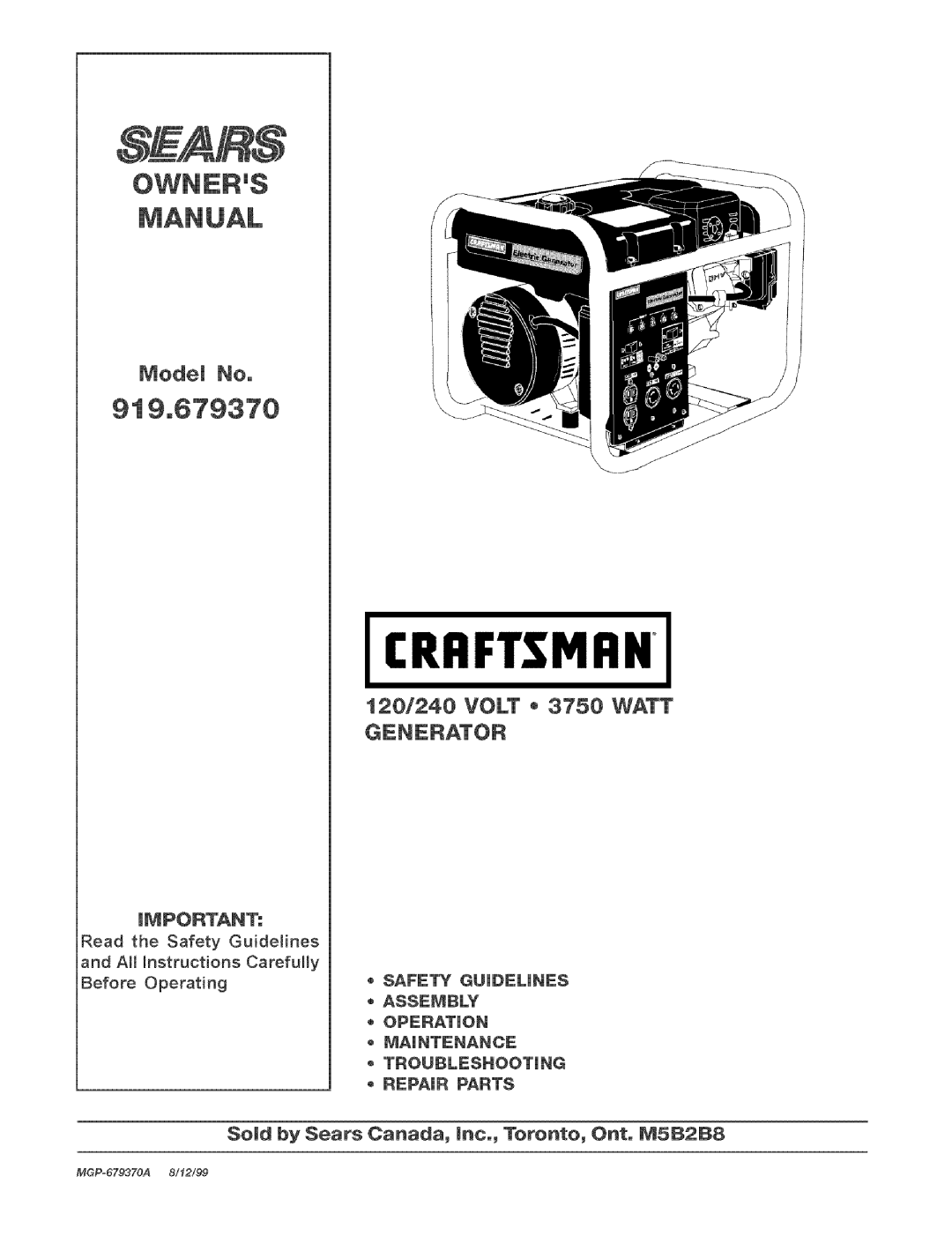 Craftsman 919.67937 manual Guudelunes, Troublesnootung, Parts 