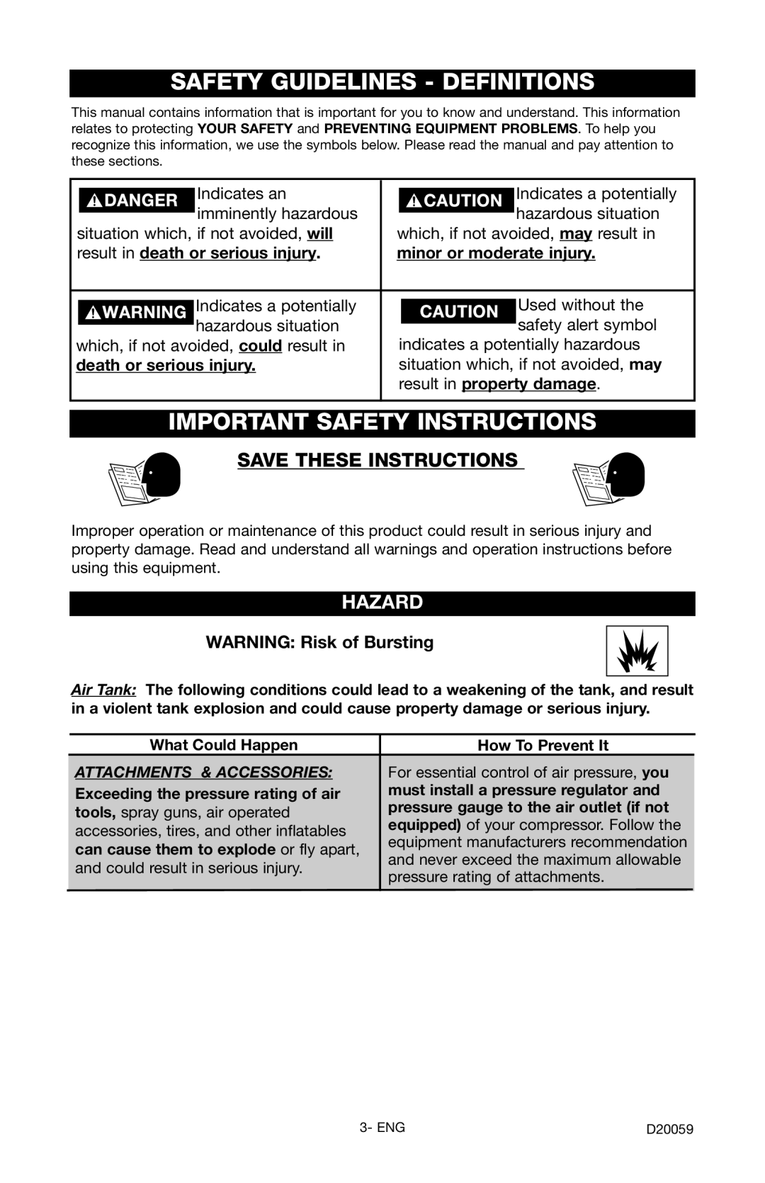 Craftsman 919.716171 owner manual Safety Guidelines Definitions, Important Safety Instructions 