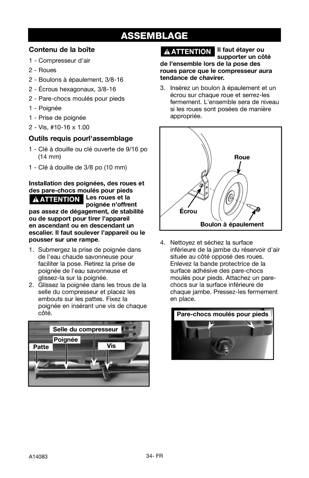 Craftsman 919.724123 owner manual Assemblage, Contenu de la boîte, Outils requis pourlassemblage 