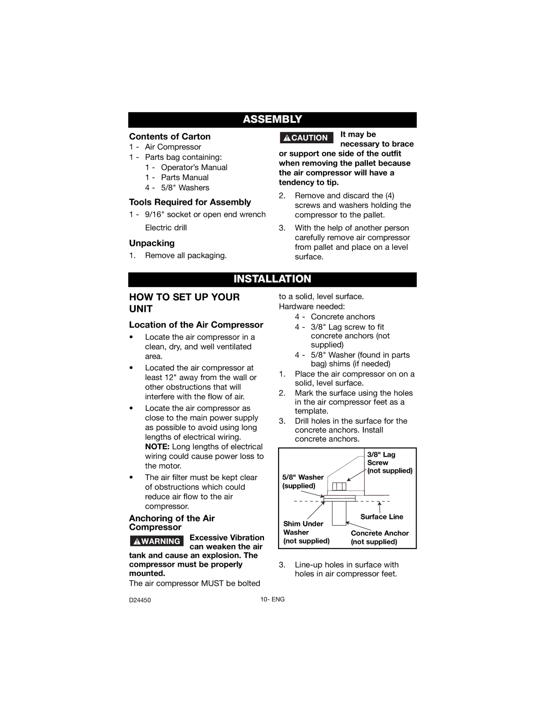 Craftsman 919.72427 owner manual Assembly, Installation 