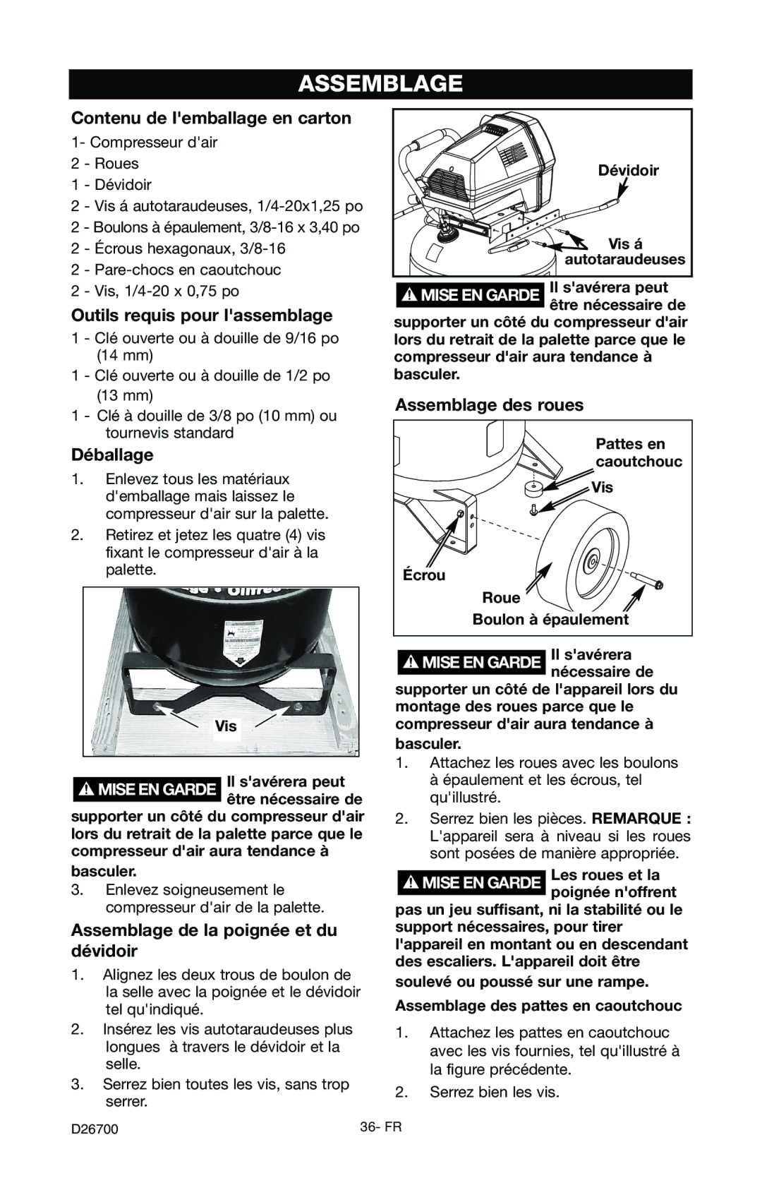 Craftsman 919.7243 owner manual Assemblage 