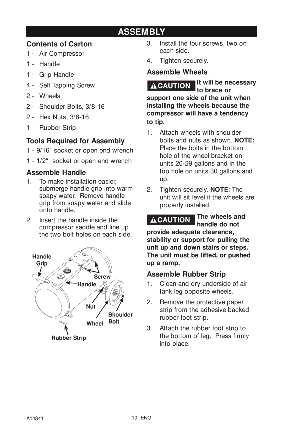 Craftsman 919.724591 owner manual Assembly 