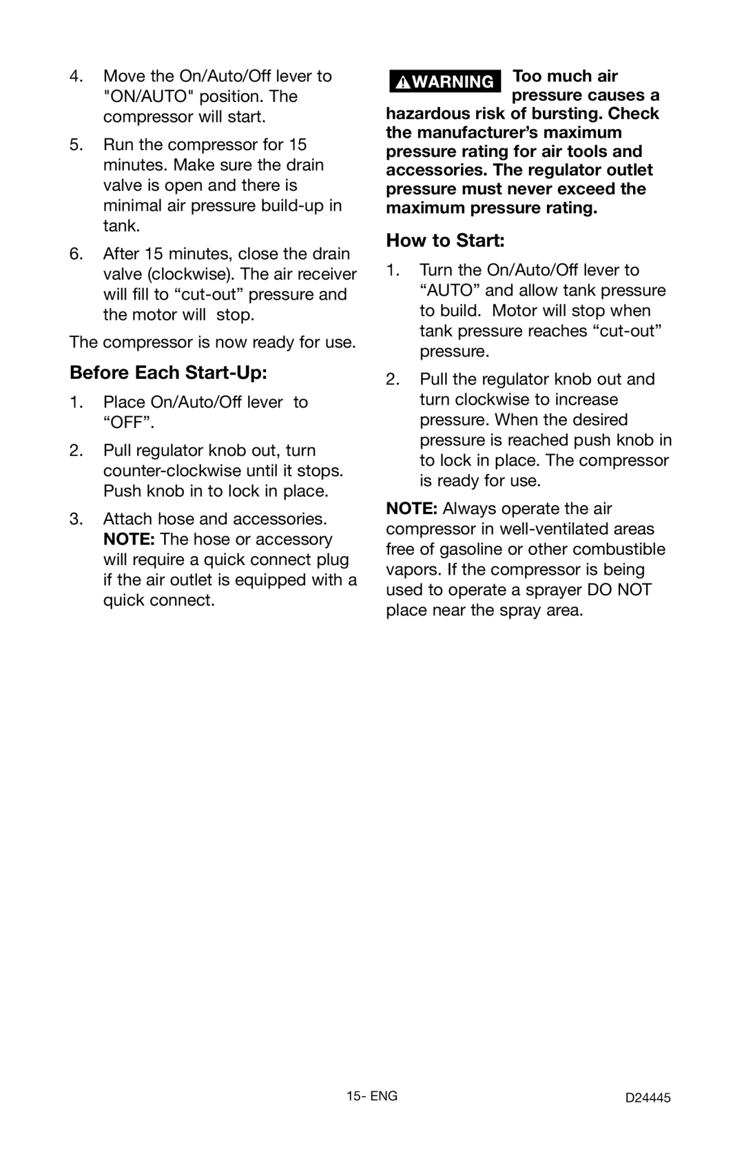 Craftsman 919.7255 manual Before Each Start-Up, How to Start 