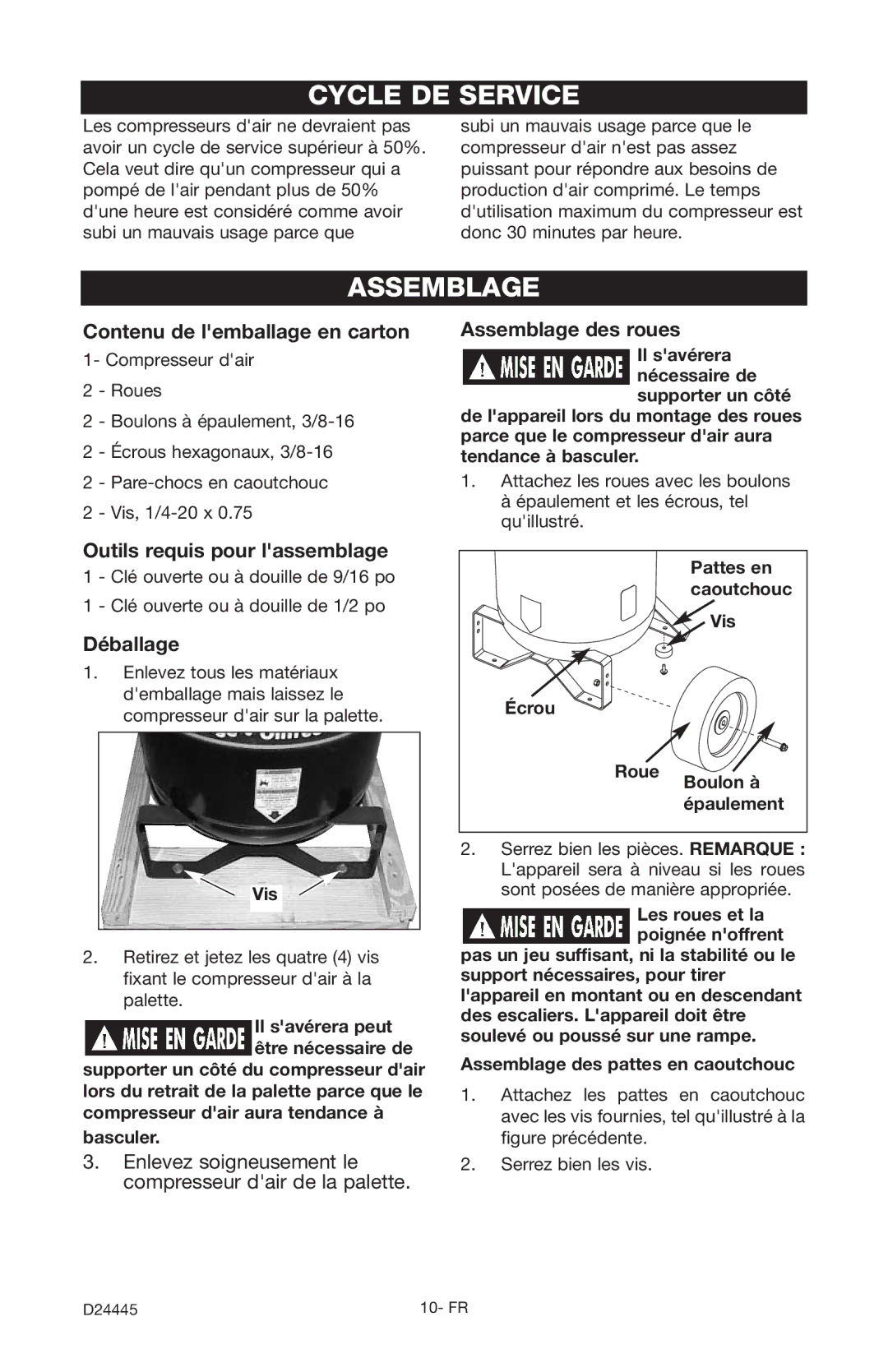 Craftsman 919.7255 manual Cycle DE Service, Assemblage 