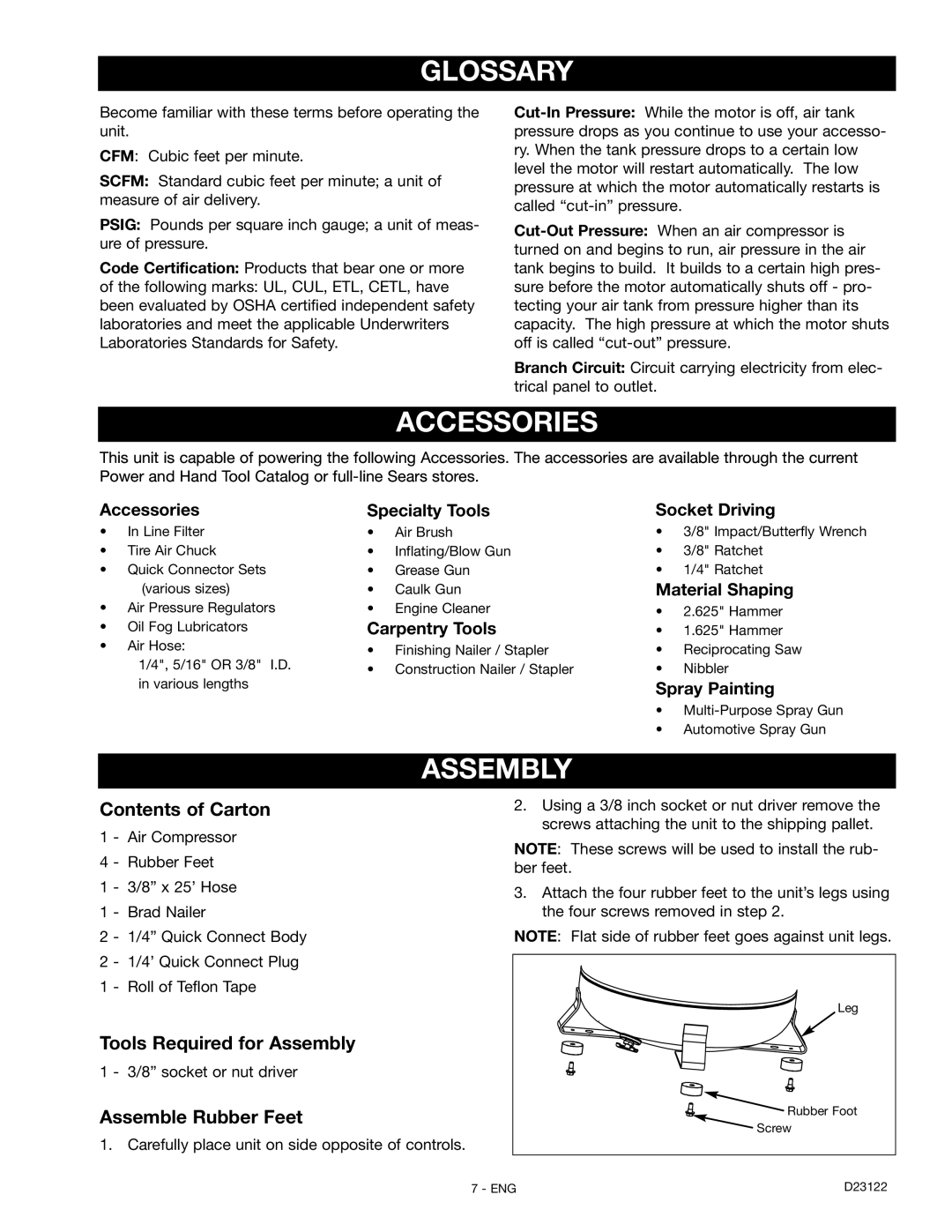 Craftsman 919.72755 owner manual Glossary, Accessories, Assembly 