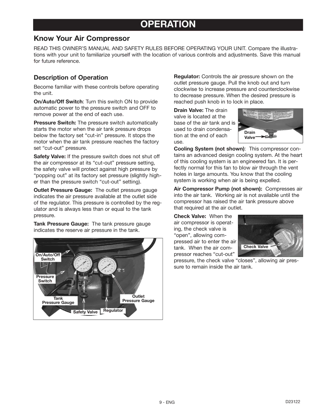 Craftsman 919.72755 owner manual Description of Operation 