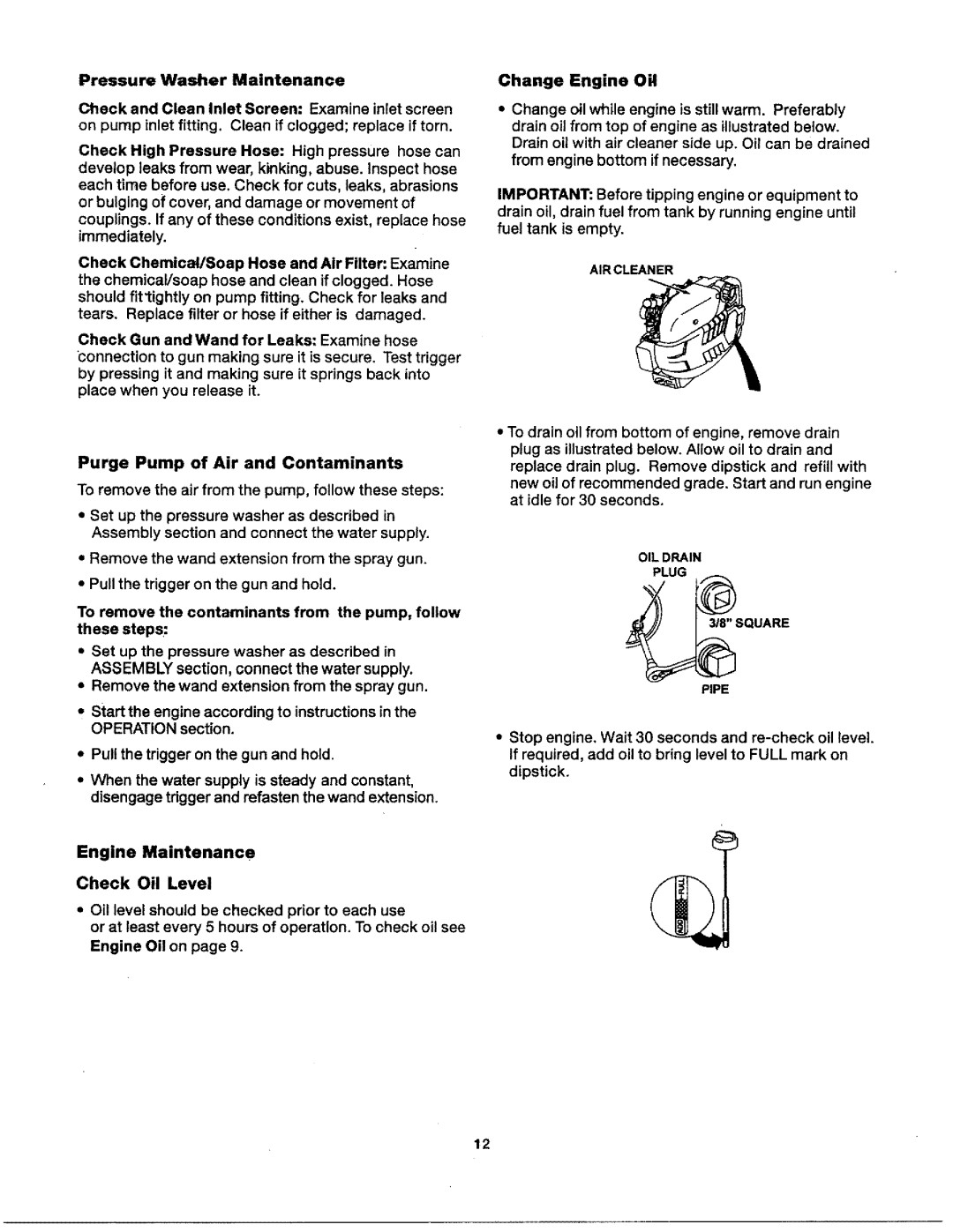 Craftsman 919.76235 owner manual AIR Cleaner 