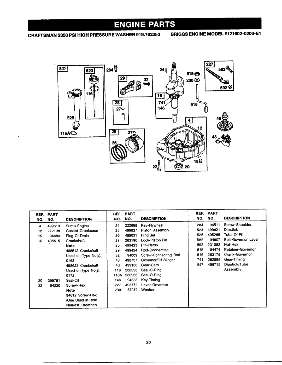 Craftsman 919.76235 owner manual 11si 525 116A 