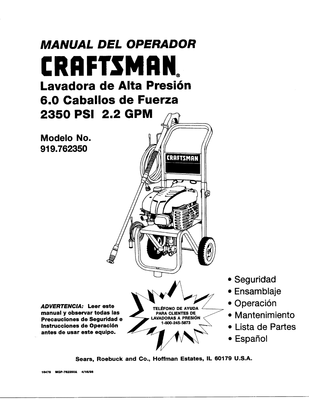 Craftsman 919.76235 owner manual Crafisman 