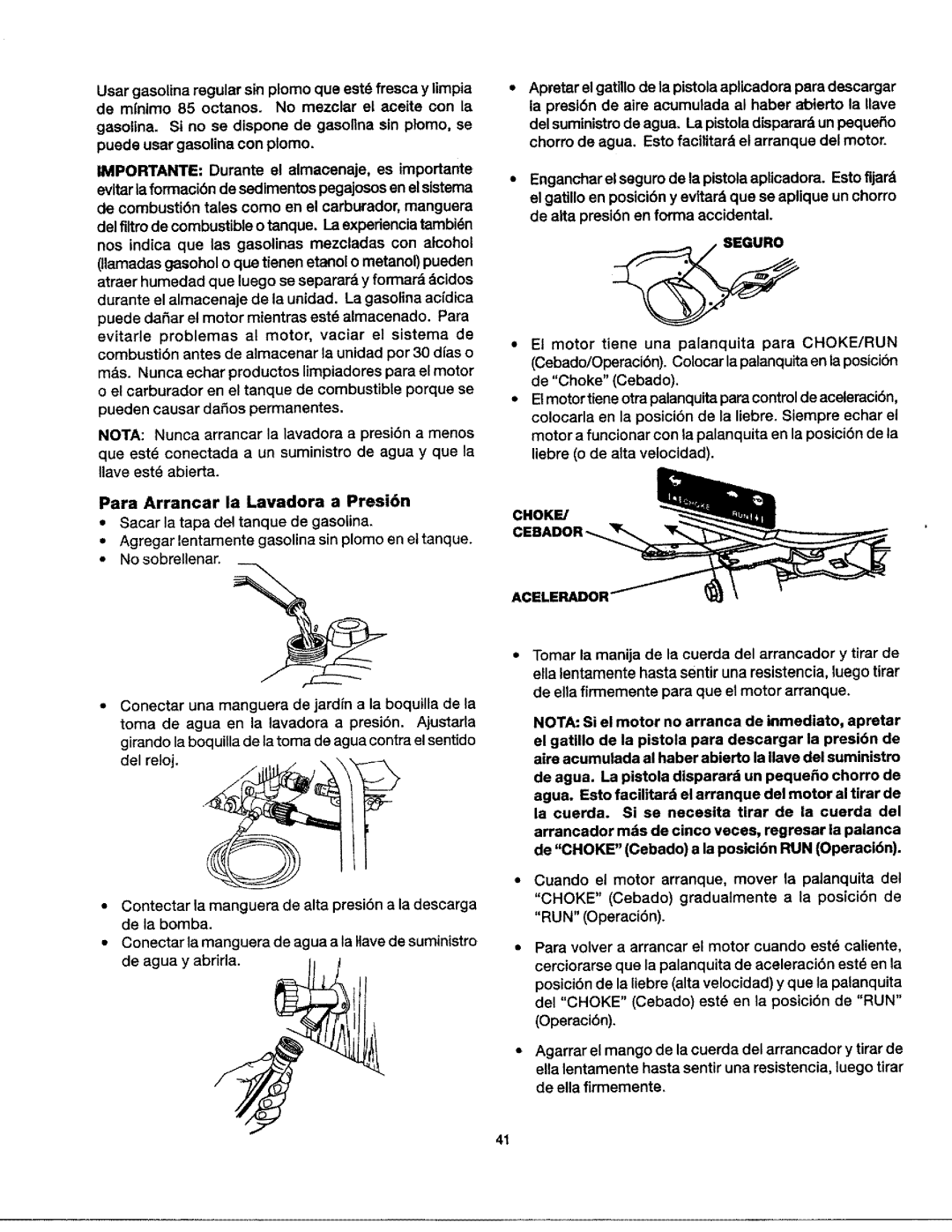 Craftsman 919.76235 owner manual Seguro 