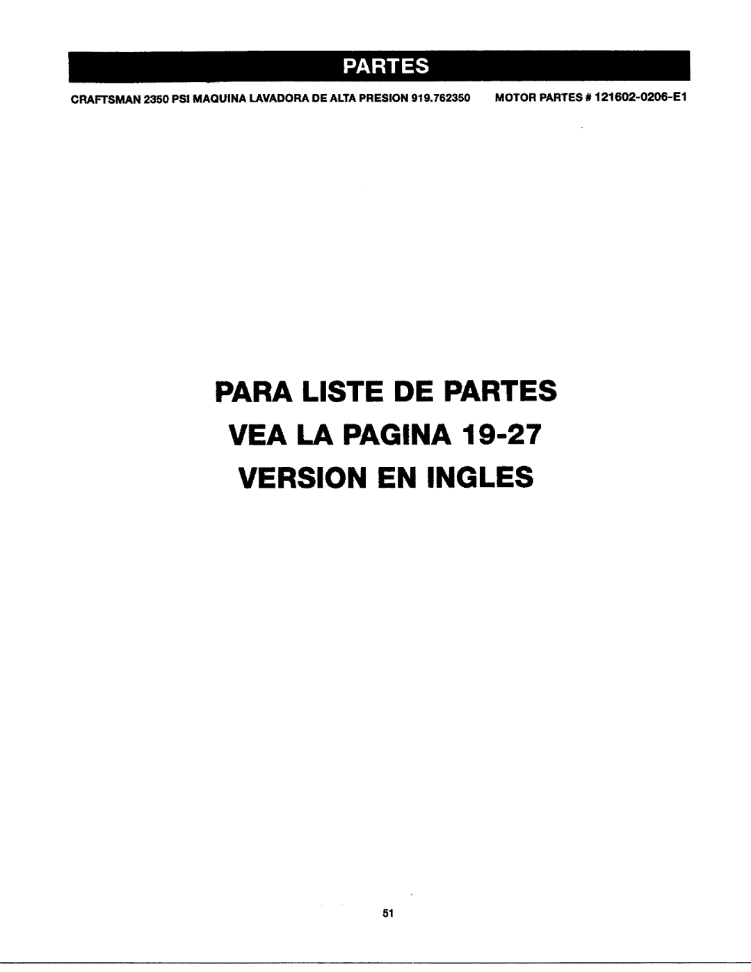 Craftsman 919.76235 owner manual Para Liste DE VEA LA Pagina Version EN Ingles 