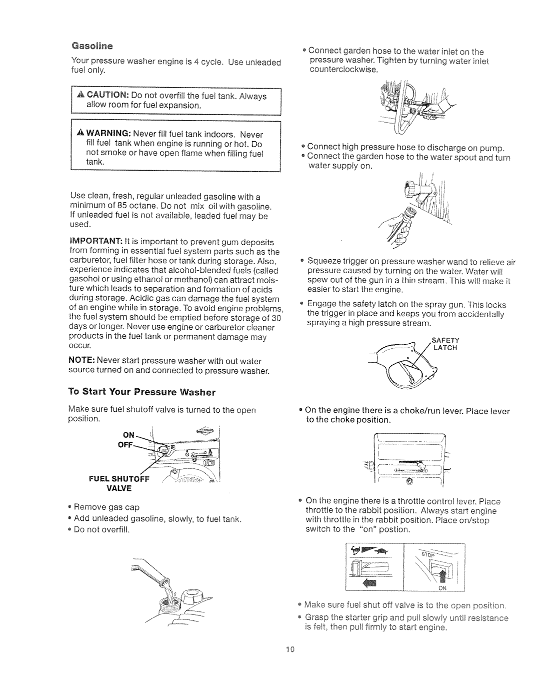 Craftsman 919.762500 manual To Start Your Pressure Washer, Valve 