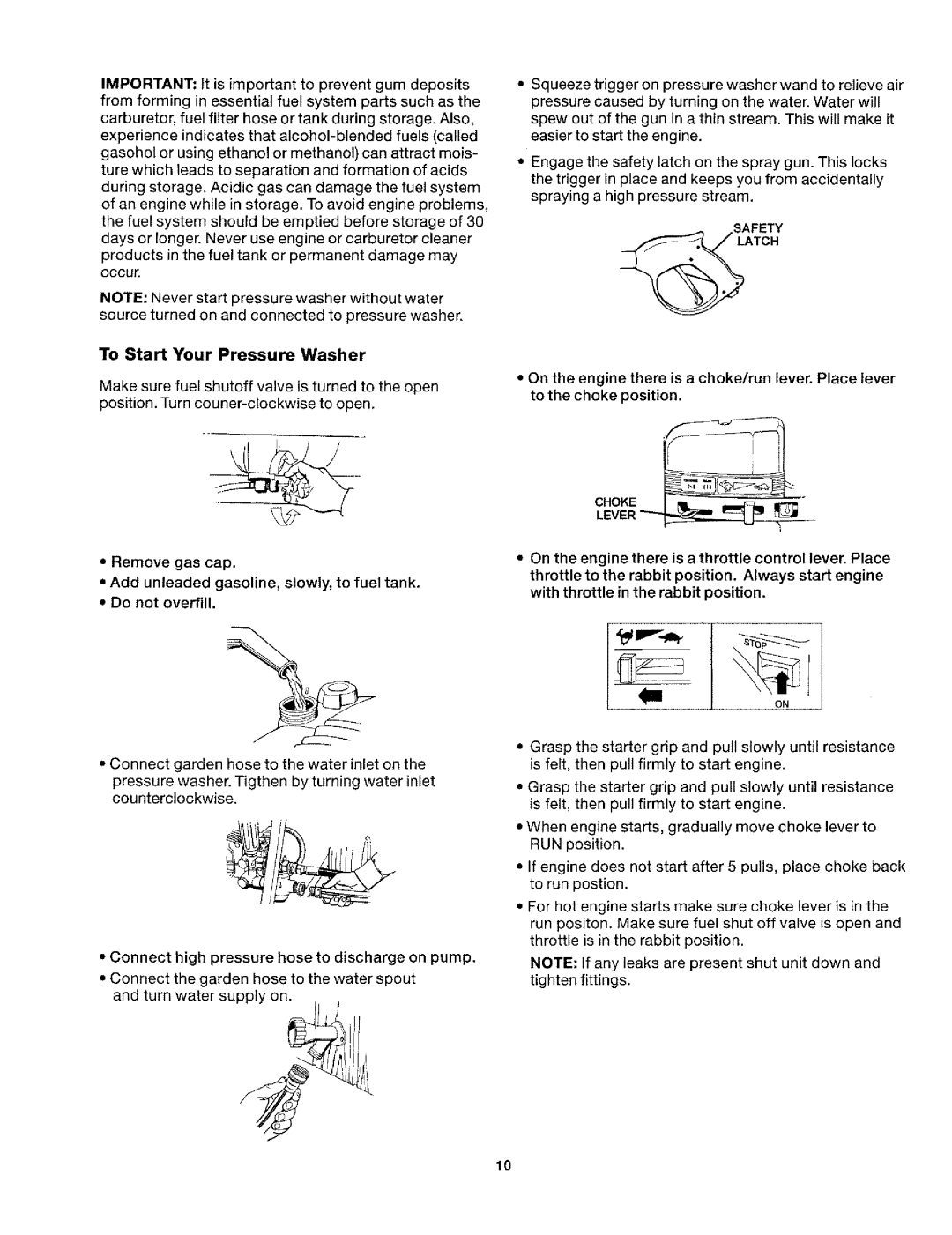 Craftsman 919.763010 owner manual To Start Your Pressure Washer 