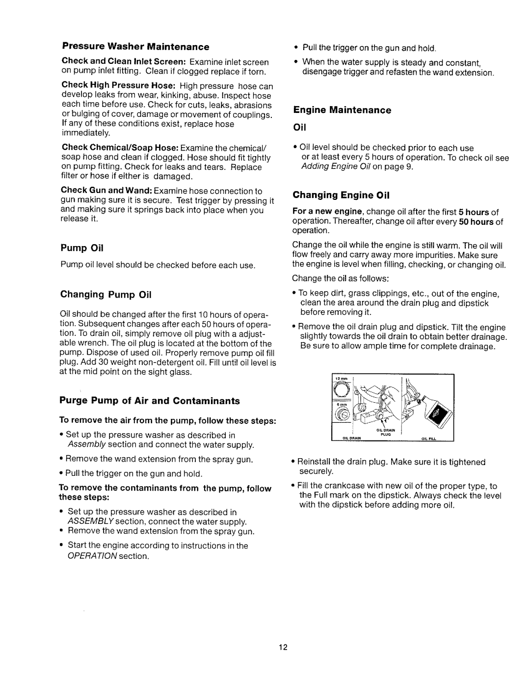 Craftsman 919.763010 owner manual Pump Oil, Changing Engine Oil 