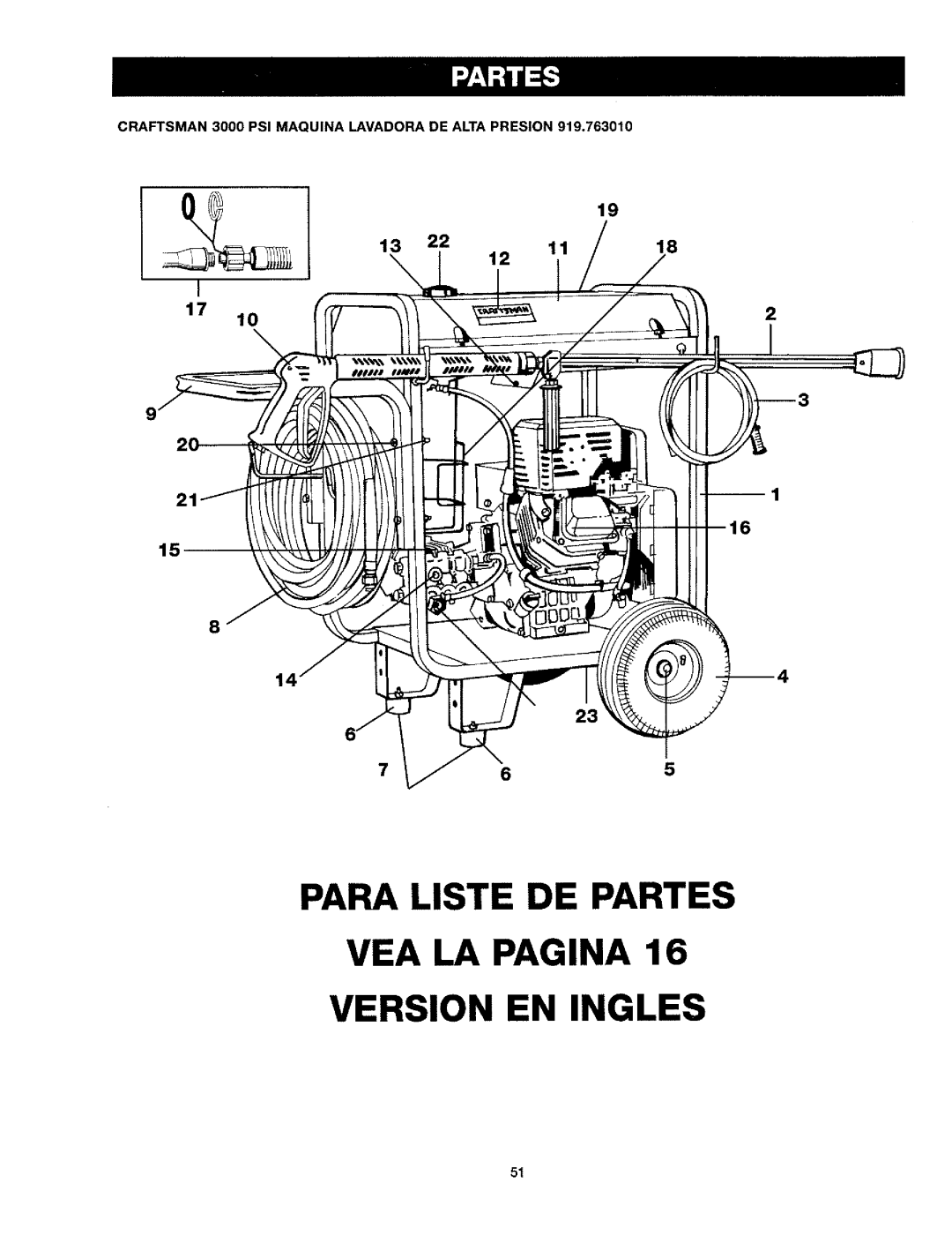 Craftsman 919.763010 owner manual Para Liste DE Partes VEA LA Pagina Version EN Ingles 