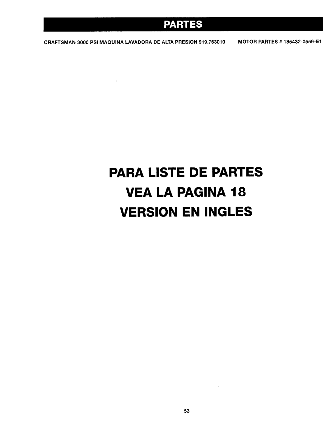 Craftsman 919.763010 owner manual Para Liste DE Partes VEA LA Pagina Version EN Ingles 