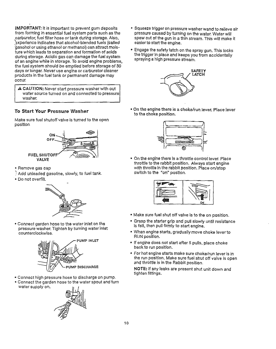 Craftsman 919.76902 manual To Start Your Pressure Washer, Valve, •Do not overfill, 0.-4 