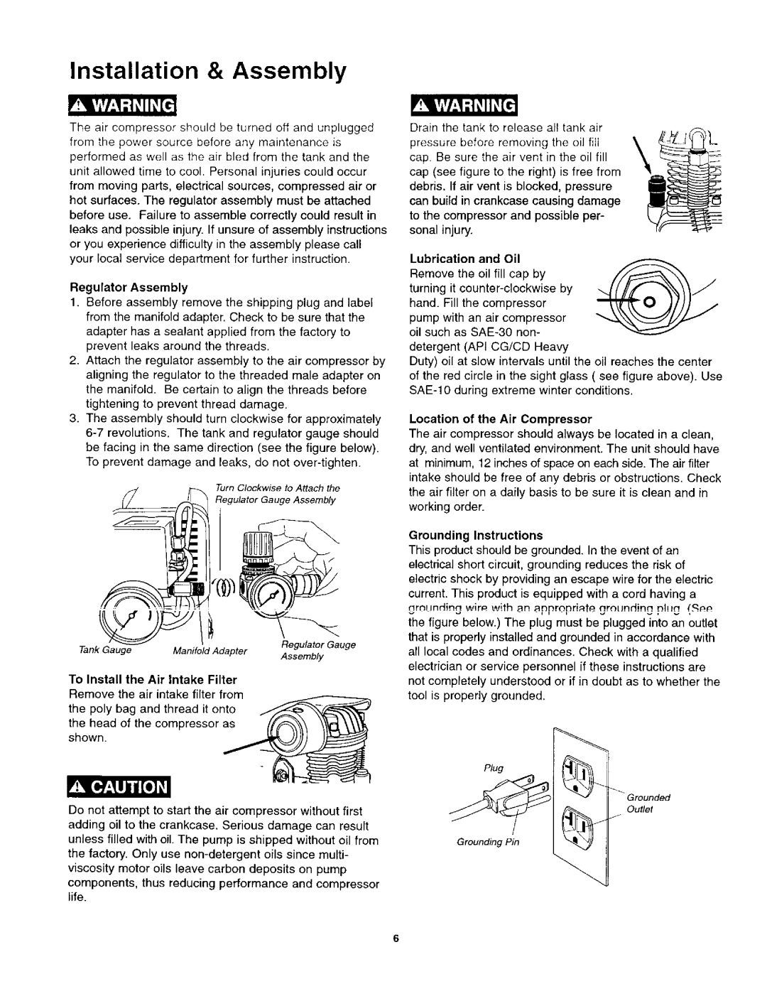 Craftsman 921.1521 owner manual Installation & Assembly, Regulator Assembly 