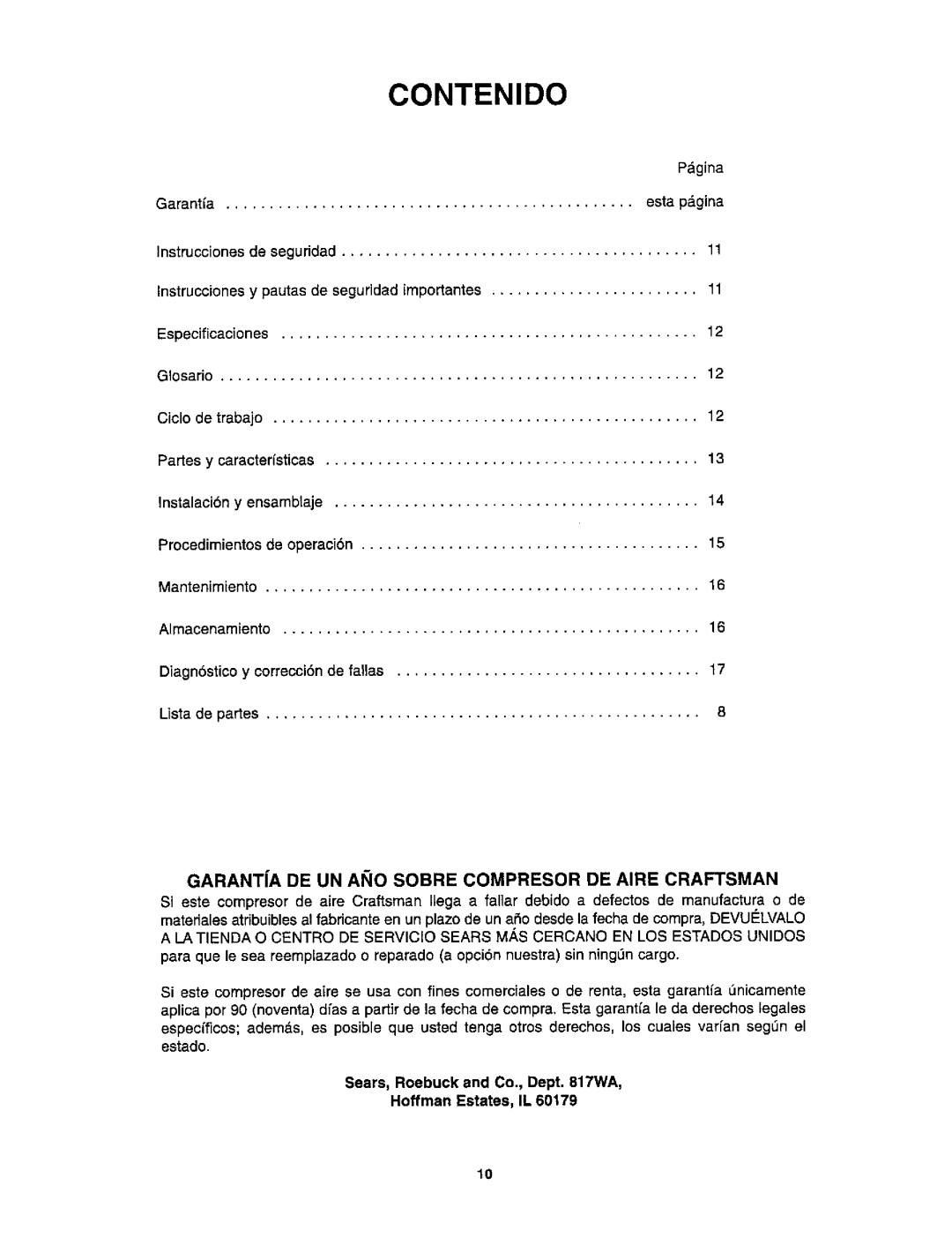 Craftsman 921.1531 owner manual Contenido 