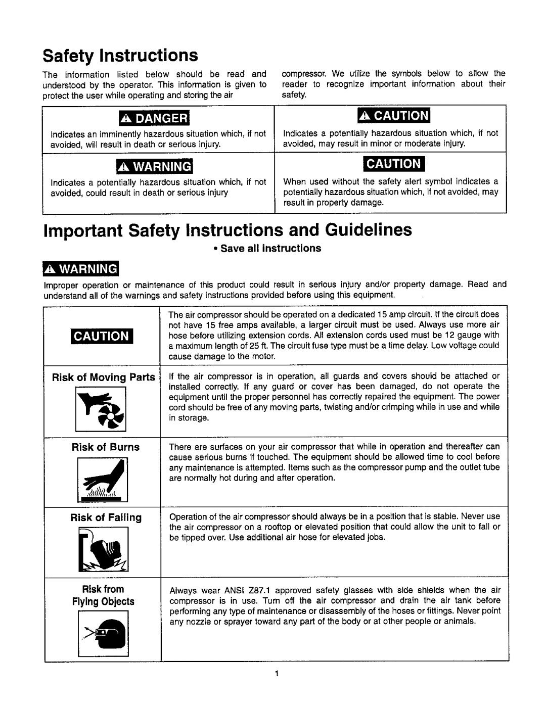 Craftsman 921.1531 owner manual Important Safety Instructions and Guidelines 