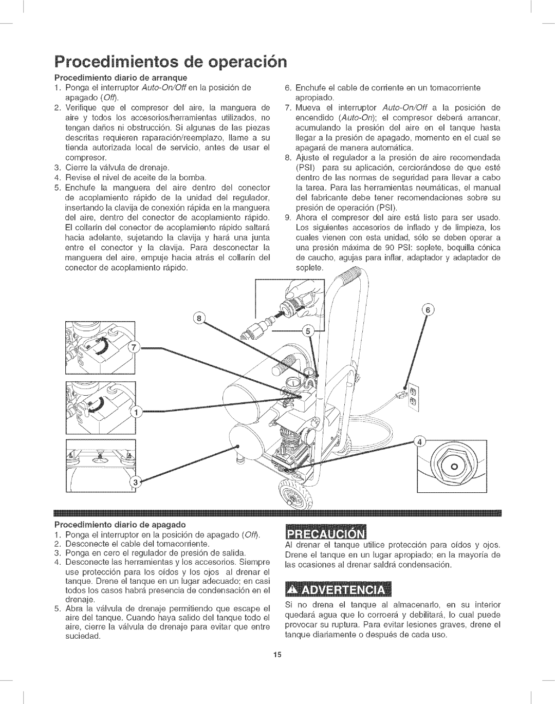 Craftsman 921.16638 operating instructions Procedimentos de operaci6n 