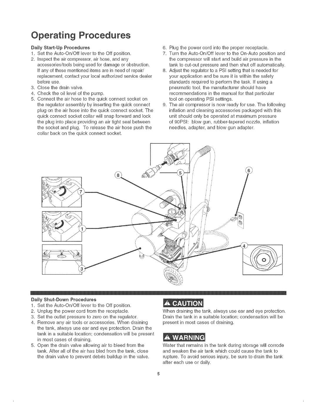 Craftsman 921.16638 operating instructions Operating Procedures 