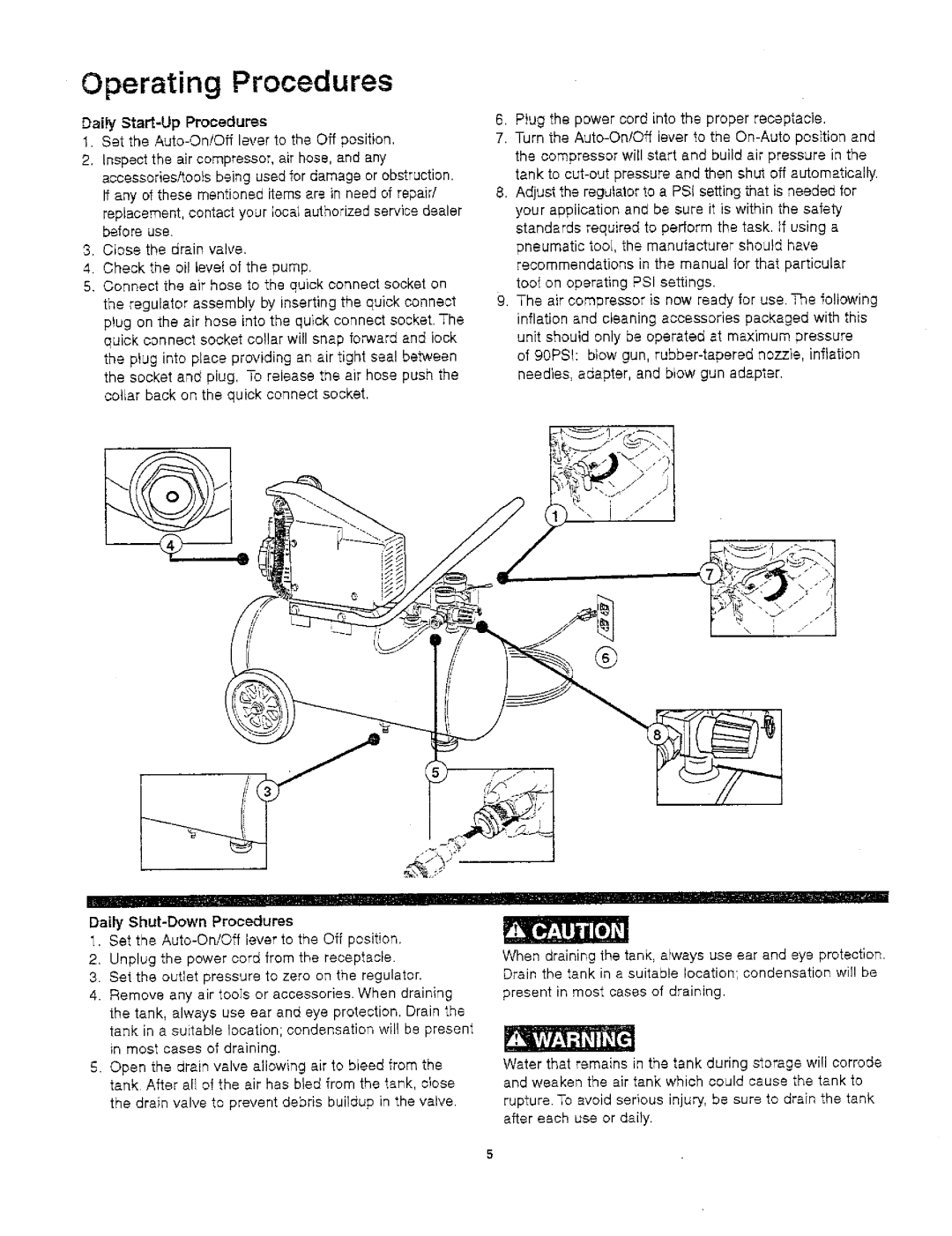 Craftsman 921.166390 owner manual Daih/Start-Up Procedures, Set the Auto-OnlOff lever to the Off position 