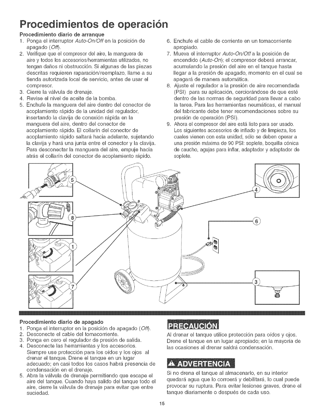 Craftsman 921.1664 operating instructions Procedimientos de operaci6n 