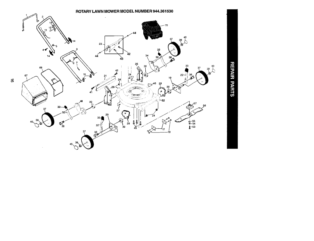 Craftsman 944.36153 owner manual Rotary Lawn Mower Model Number 