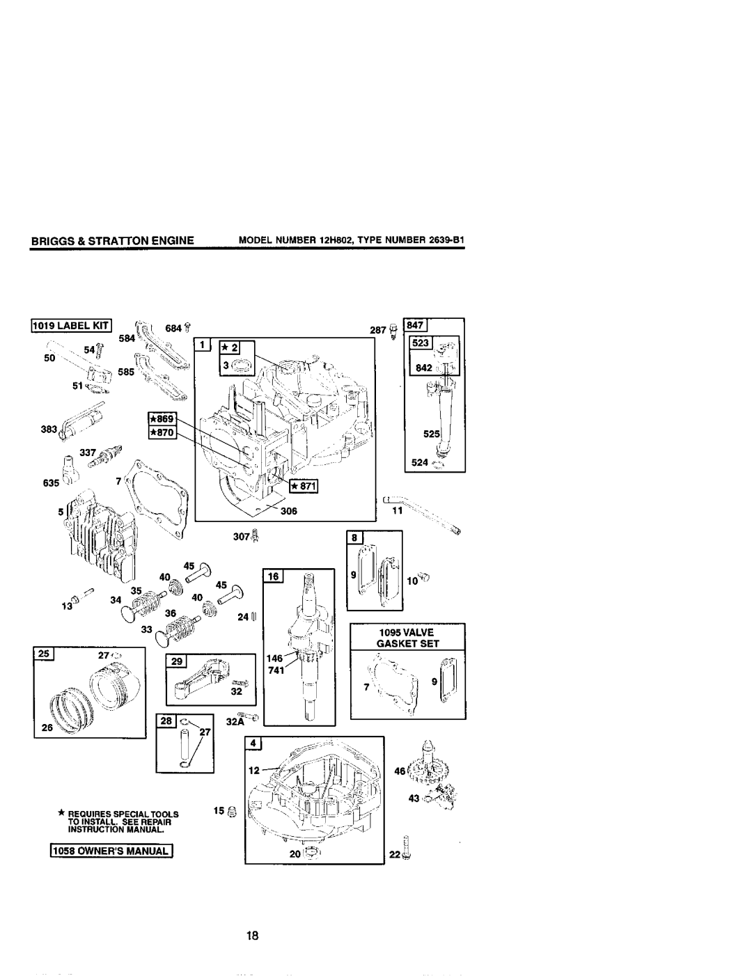 Craftsman 944.36153 owner manual 525 524 £, 201, k REQUIRES SPECIALTOOLS, To Install, See Repair, Instruction, Manual 