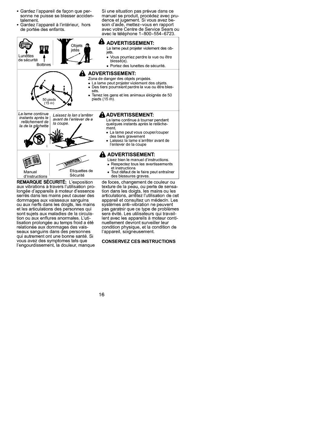 Craftsman C944.511572 POb, Advert Ssemert, Lid, Remarque Securite Lexposition, Conservez CES Instructions 