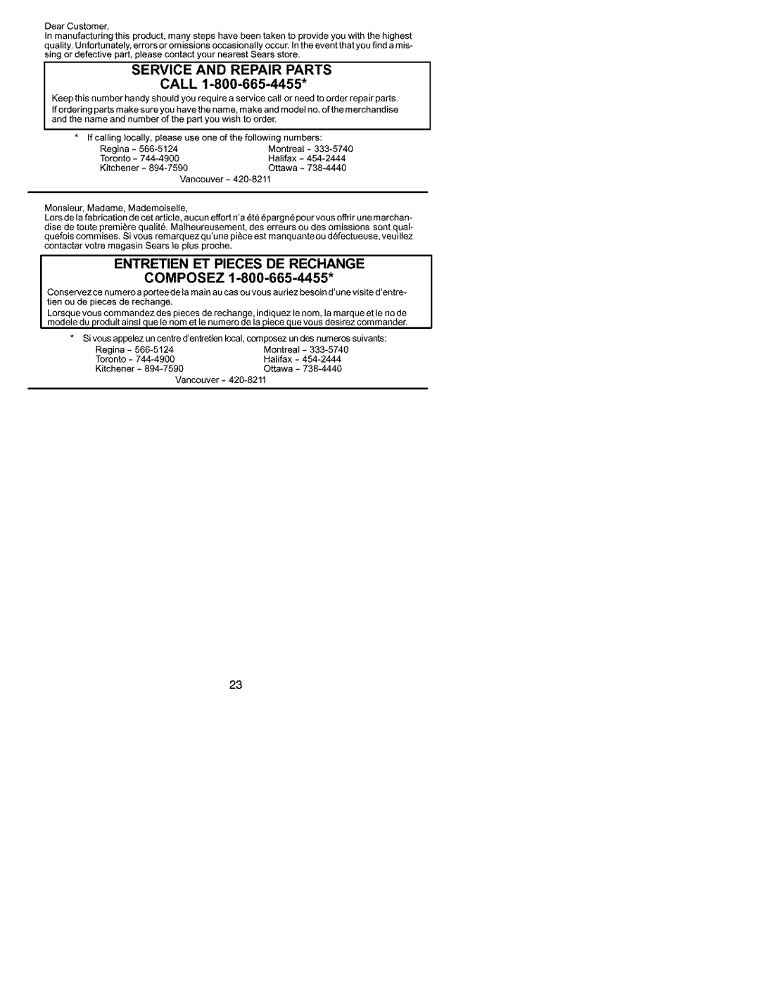 Craftsman C944.511572 instruction manual Entretien ET Pieces DE Rechange 