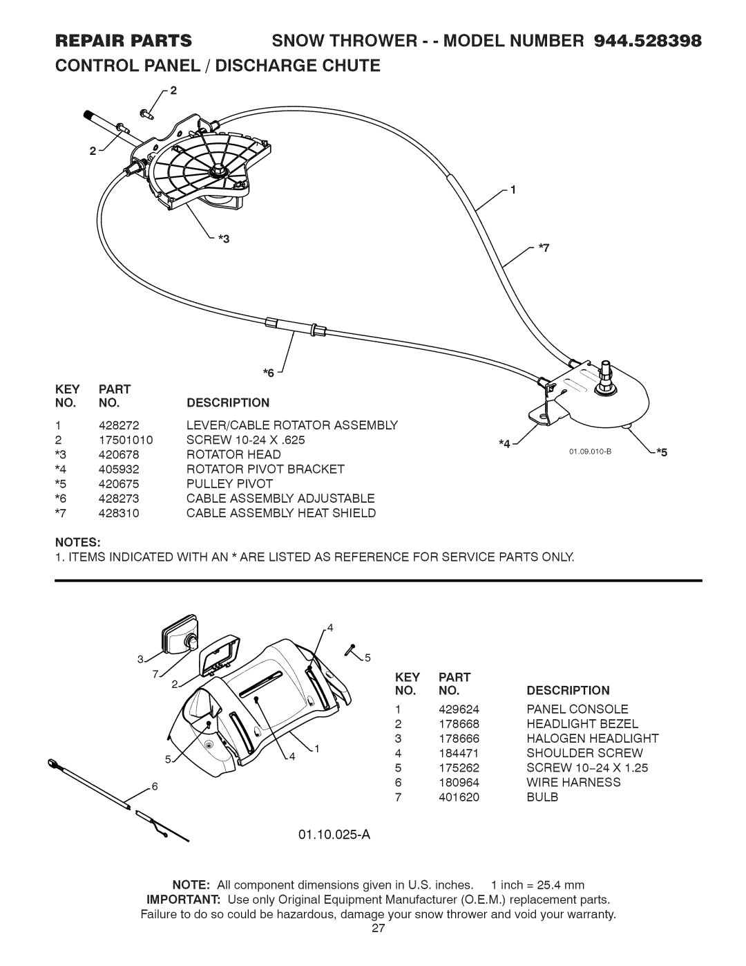 Craftsman 944.528398 owner manual Description 