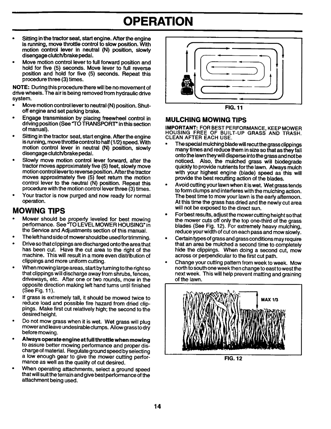 Craftsman 944.602951 owner manual Mulching Mowing Tips 