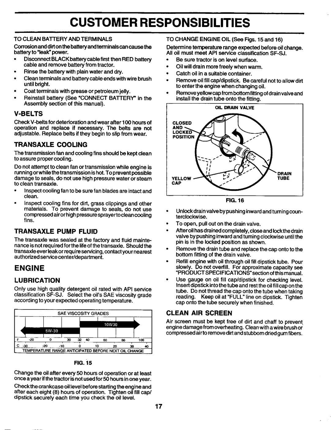 Craftsman 944.602951 owner manual Engine, Transaxle Cooling 