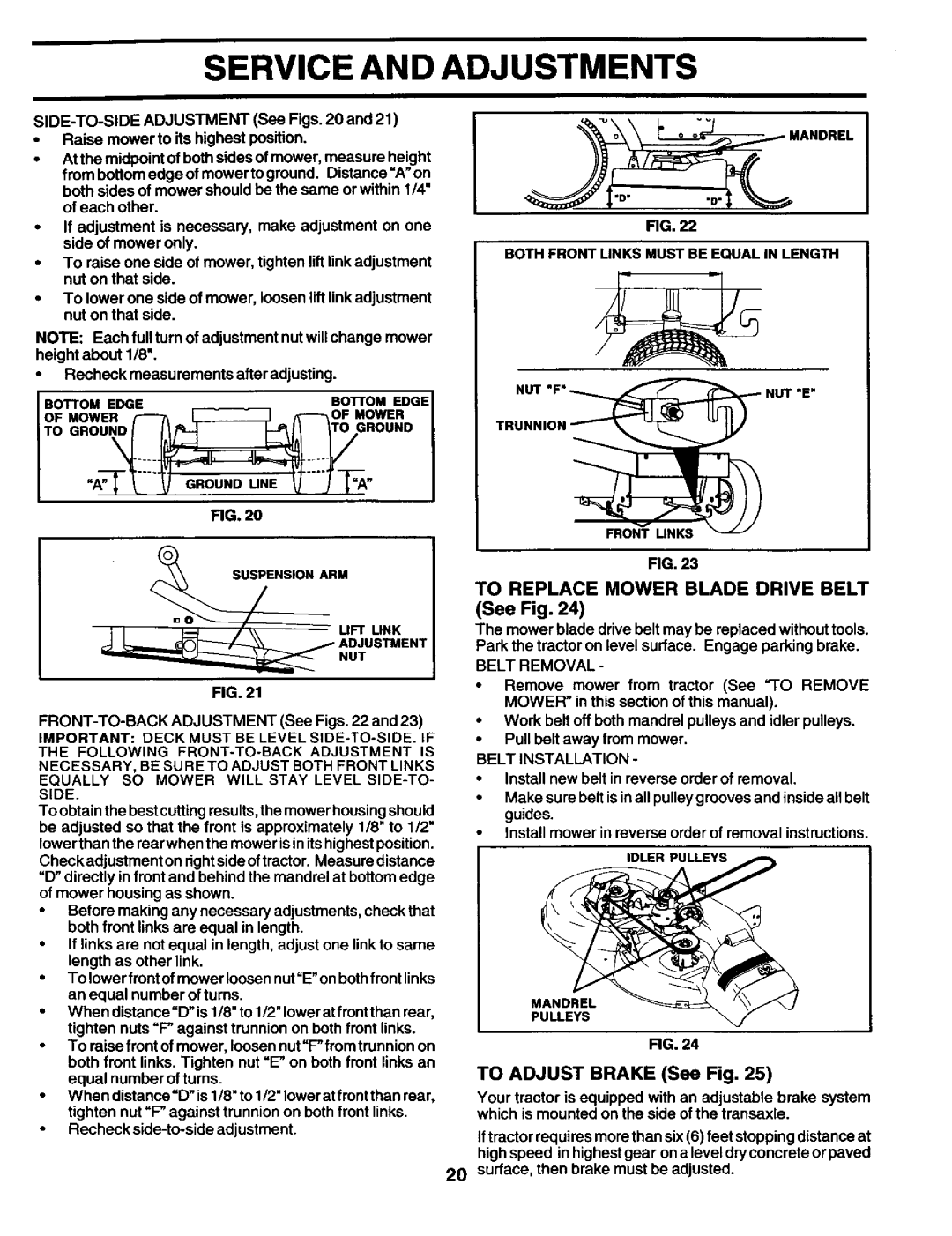 Craftsman 944.602951 owner manual See Fig, Dmandrel Both Front Links Must be Equal in Length, UFT Link, Belt Installation 