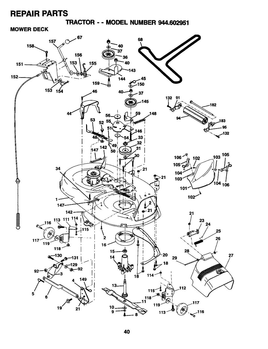 Craftsman 944.602951 owner manual Mower Deck 