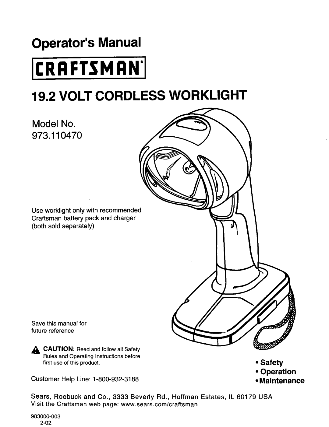 Craftsman 973.110470 operating instructions Icrrftsmrn+I 