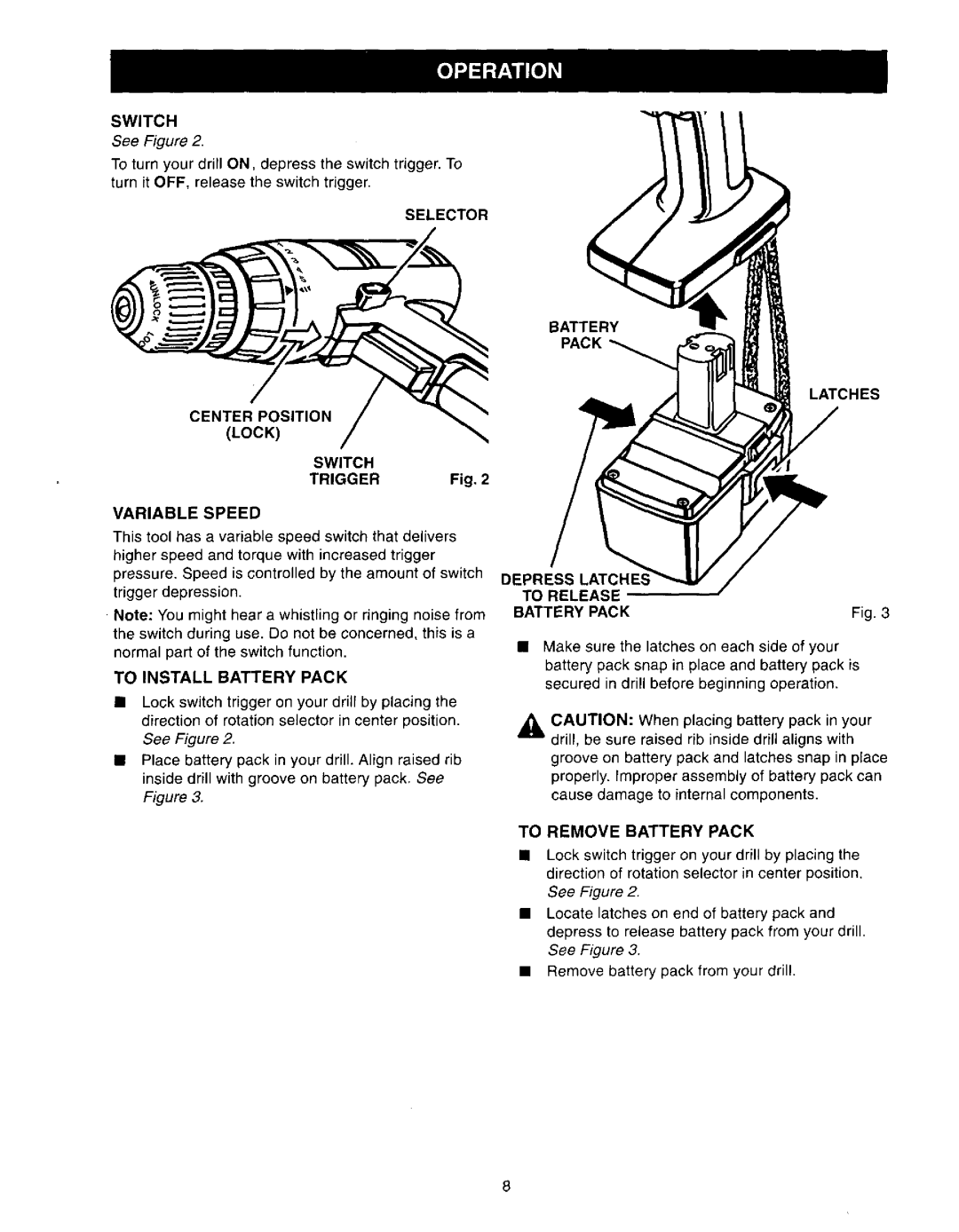 Craftsman 973.11077 owner manual Depress To Release Battery Pack, To Remove Battery Pack 